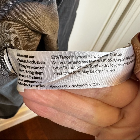 Eileen Fisher Women’s Grey Cotton Tencel Denim Popover Tunic Top Blouse Oversize - Picture 4 of 8